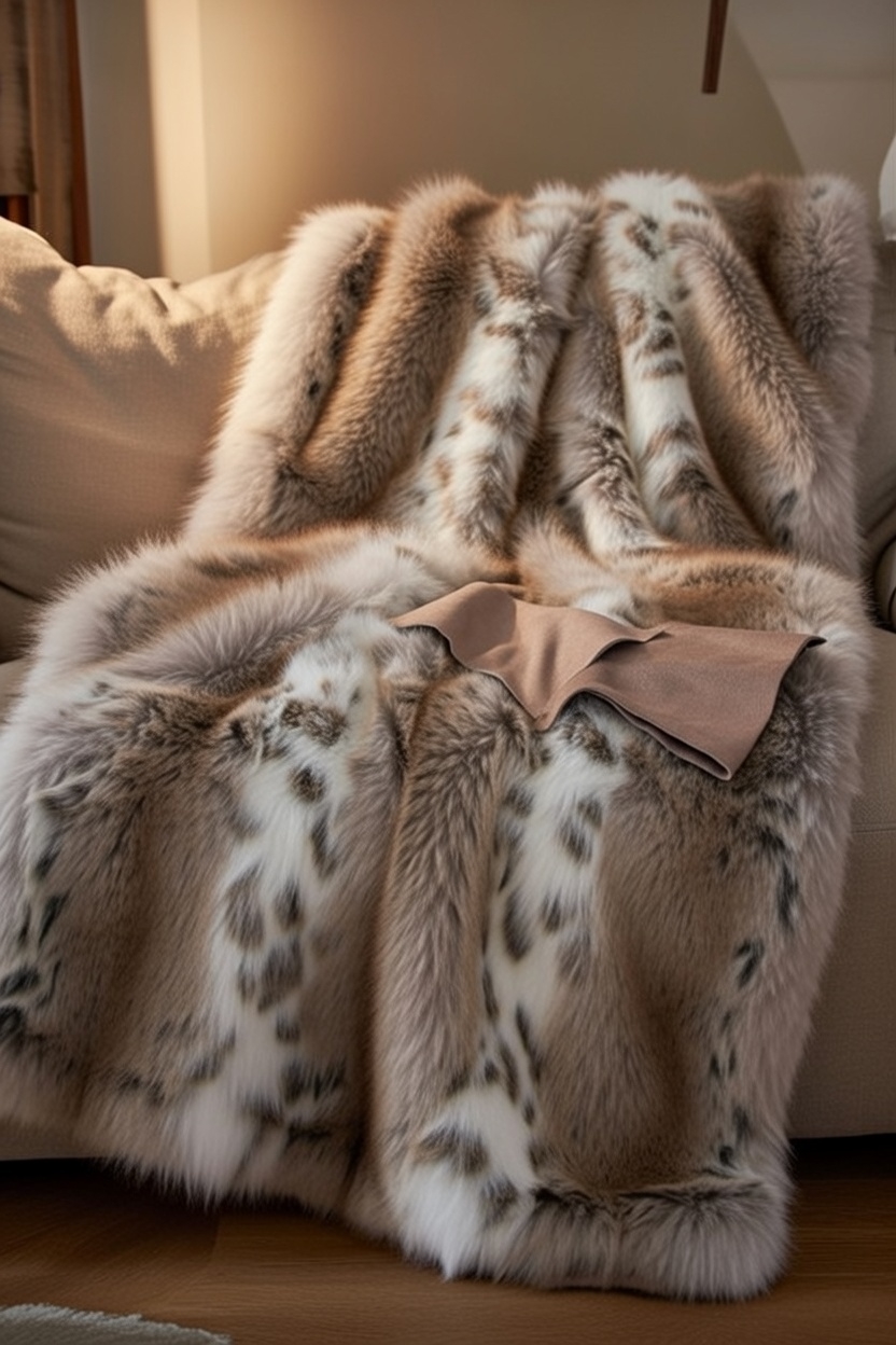 Plaid thriller drapé sur lit double