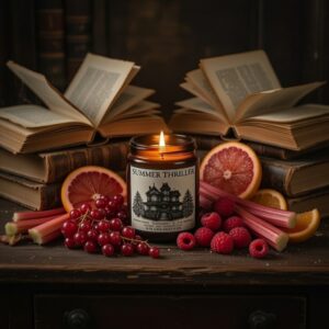 Bougie parfum fruité pour lectures à suspense